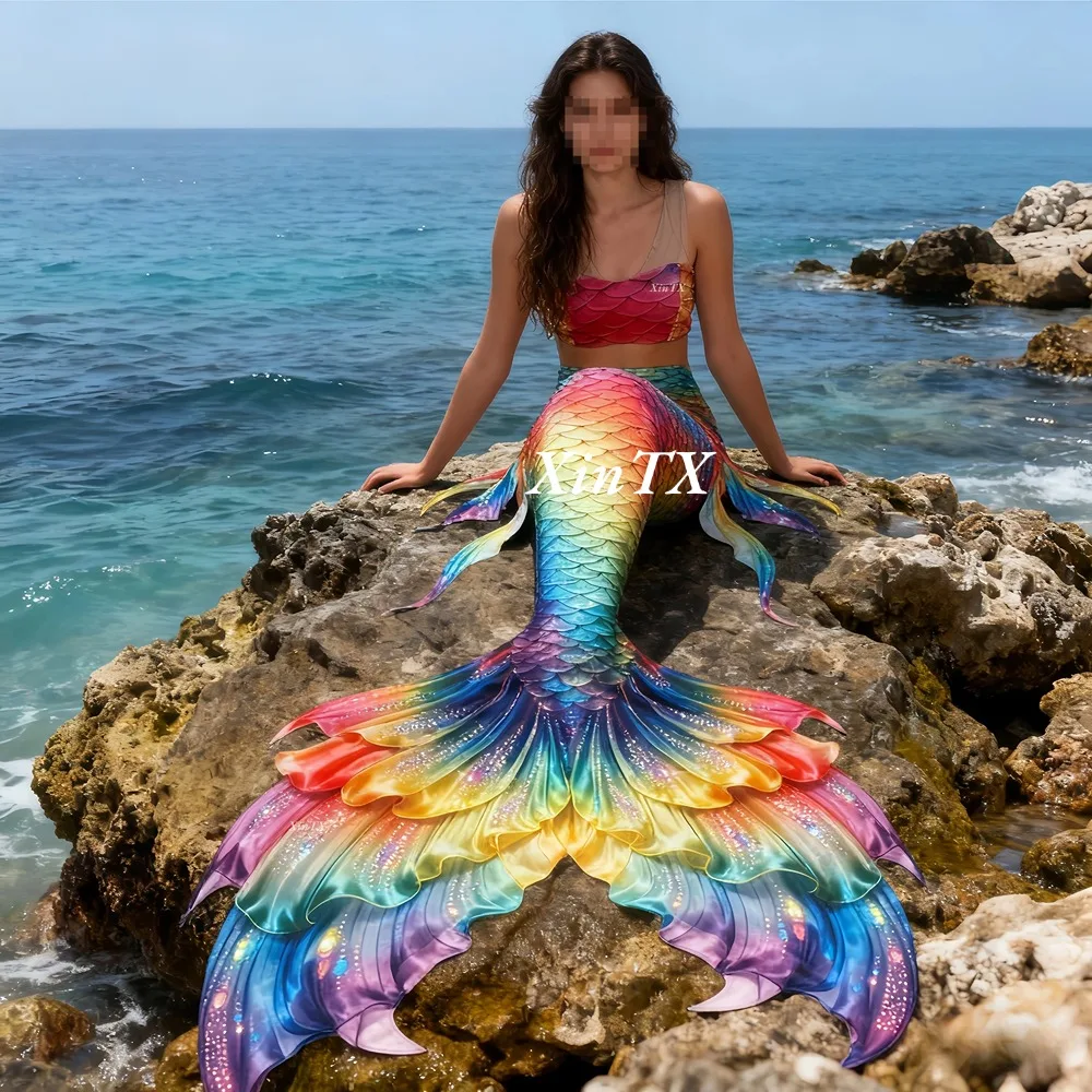 Photography Hd - Mermaid tail rainbow-colored large female tail